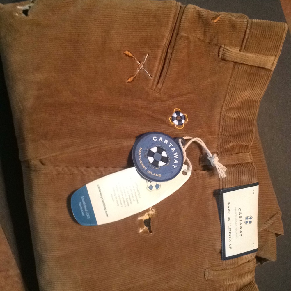 Embroidered Corduroy Men’s Pants Khaki 30”